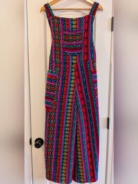 GARDENBELLE SHOP Ziggy Woven Psychedelic Overalls Jumpsuit Wide Leg Size XS-XL